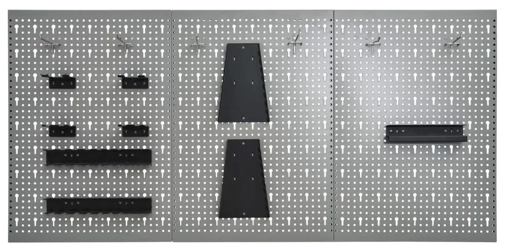 Placas perfuradas de parede 3 pcs 40x58 cm aço