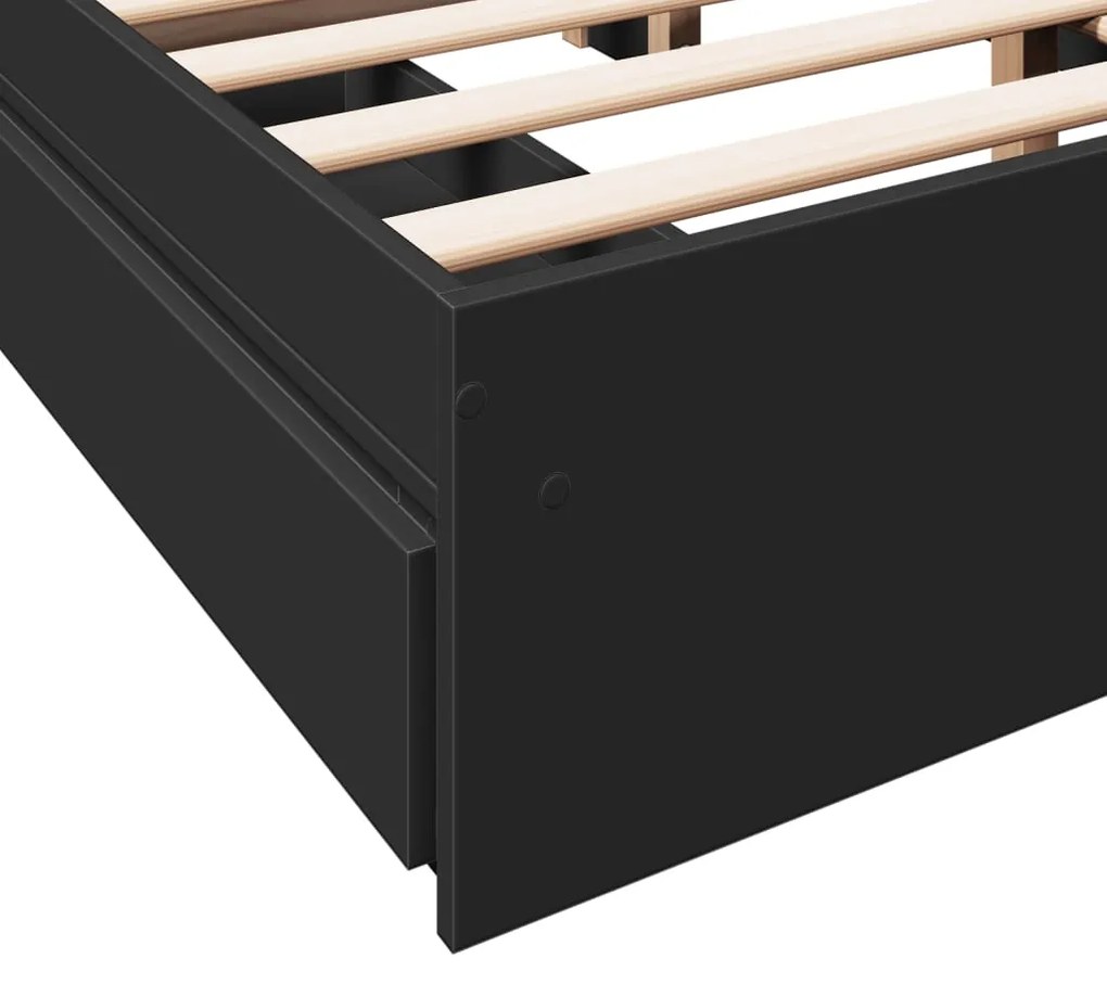 Estrutura cama c/ gavetas 120x190 cm derivados de madeira preto