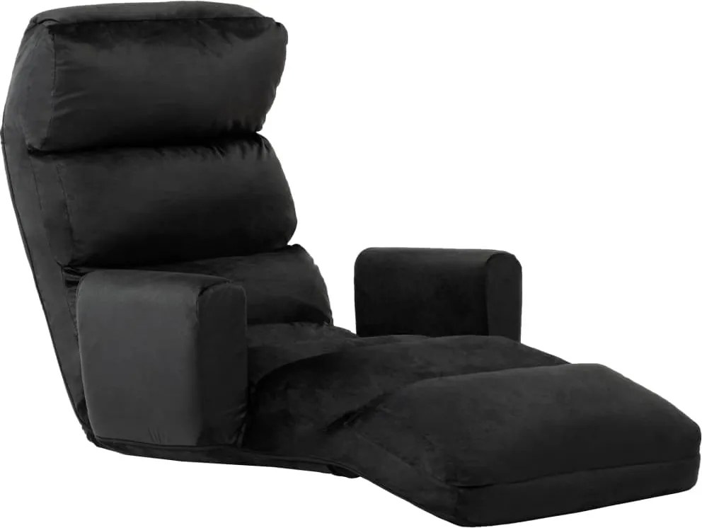Sofá-cama sem pés e com apoio de braços tecido preto