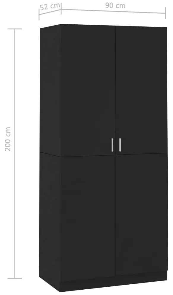 Roupeiro 90x52x200 cm derivados de madeira preto