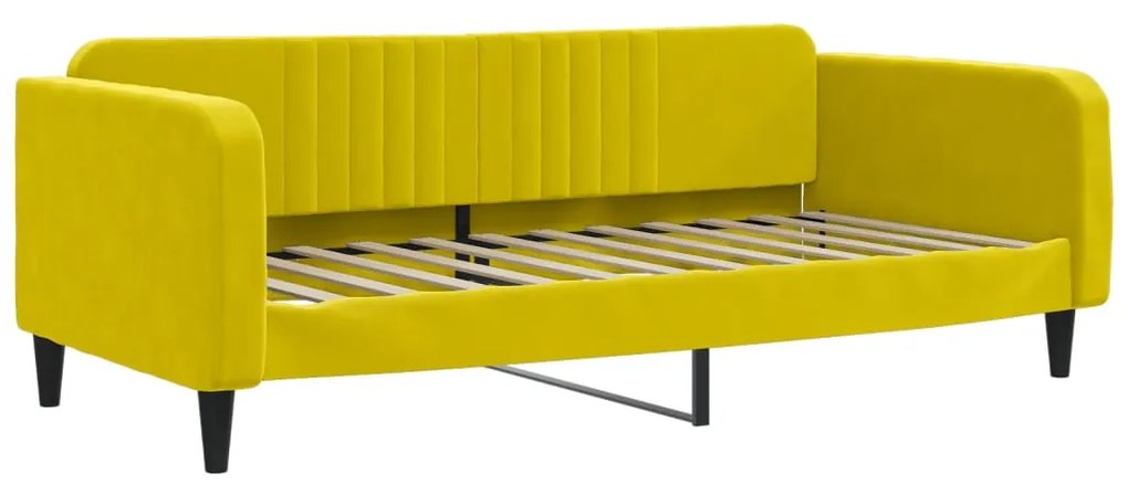 Sofá-cama com gavetão 100x200 cm veludo amarelo