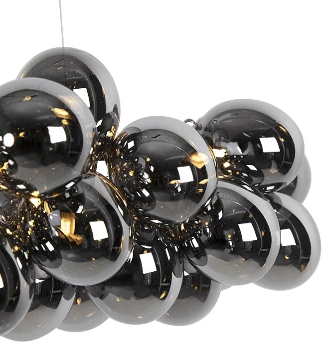 Candeeiro suspenso inteligente preto com vidro fumado 8 luzes incluindo 8 Wifi G9 - Uvas