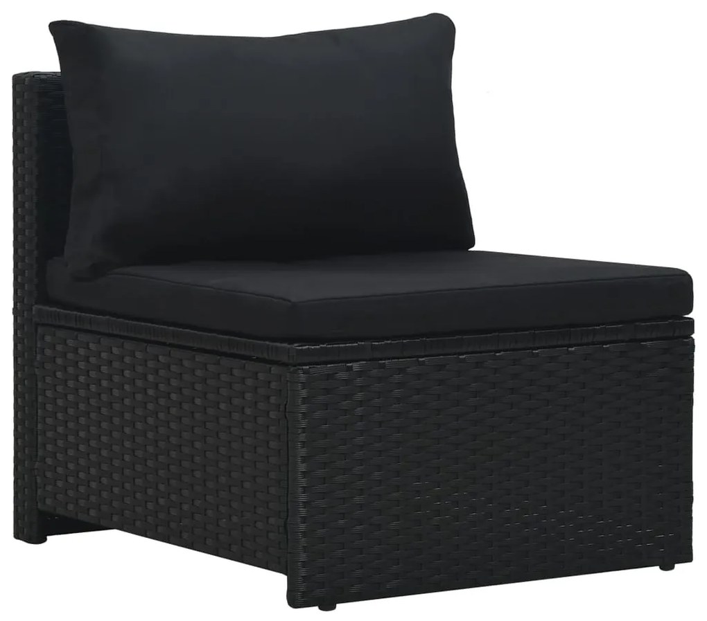 6 pcs conjunto lounge de jardim c/ almofadões vime PE preto