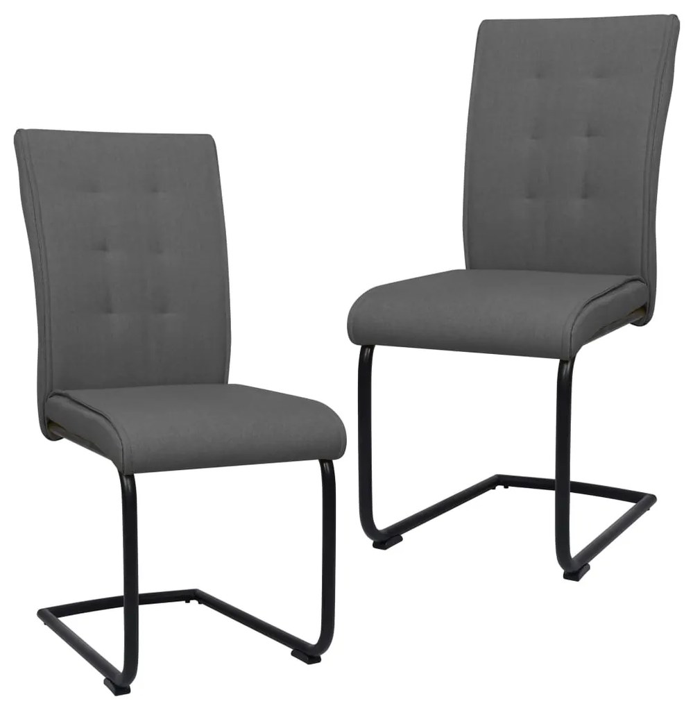 vidaXL Cadeiras de jantar cantilever 2 pcs tecido cinzento-escuro