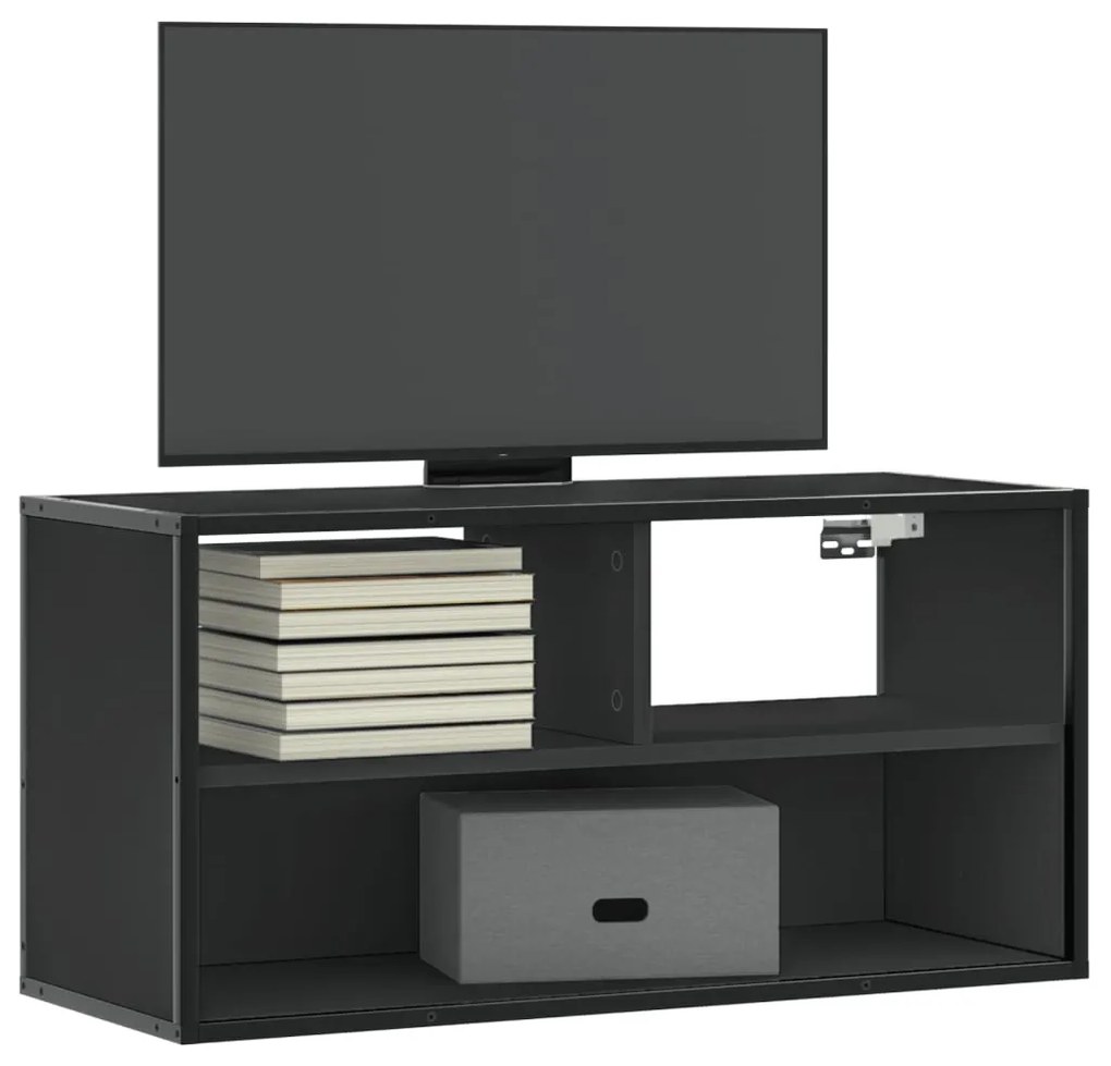 vidaXL Móvel para TV 80x31x39,5 cm derivados de madeira/metal preto
