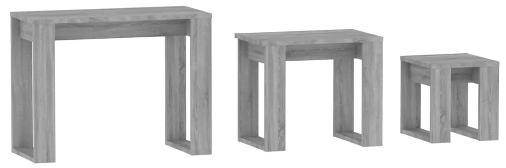 Mesas de encastrar 3 pcs derivados de madeira cinzento sonoma