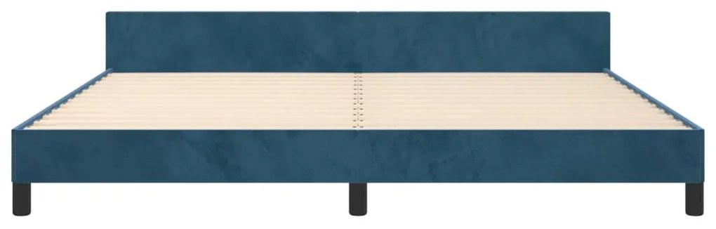 Estrutura de cama sem colchão 200x200 cm veludo azul-escuro