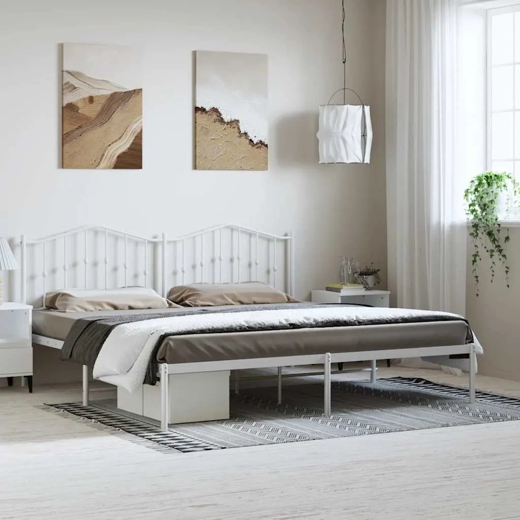 vidaXL Estrutura de cama com cabeceira 183x213 cm metal branco