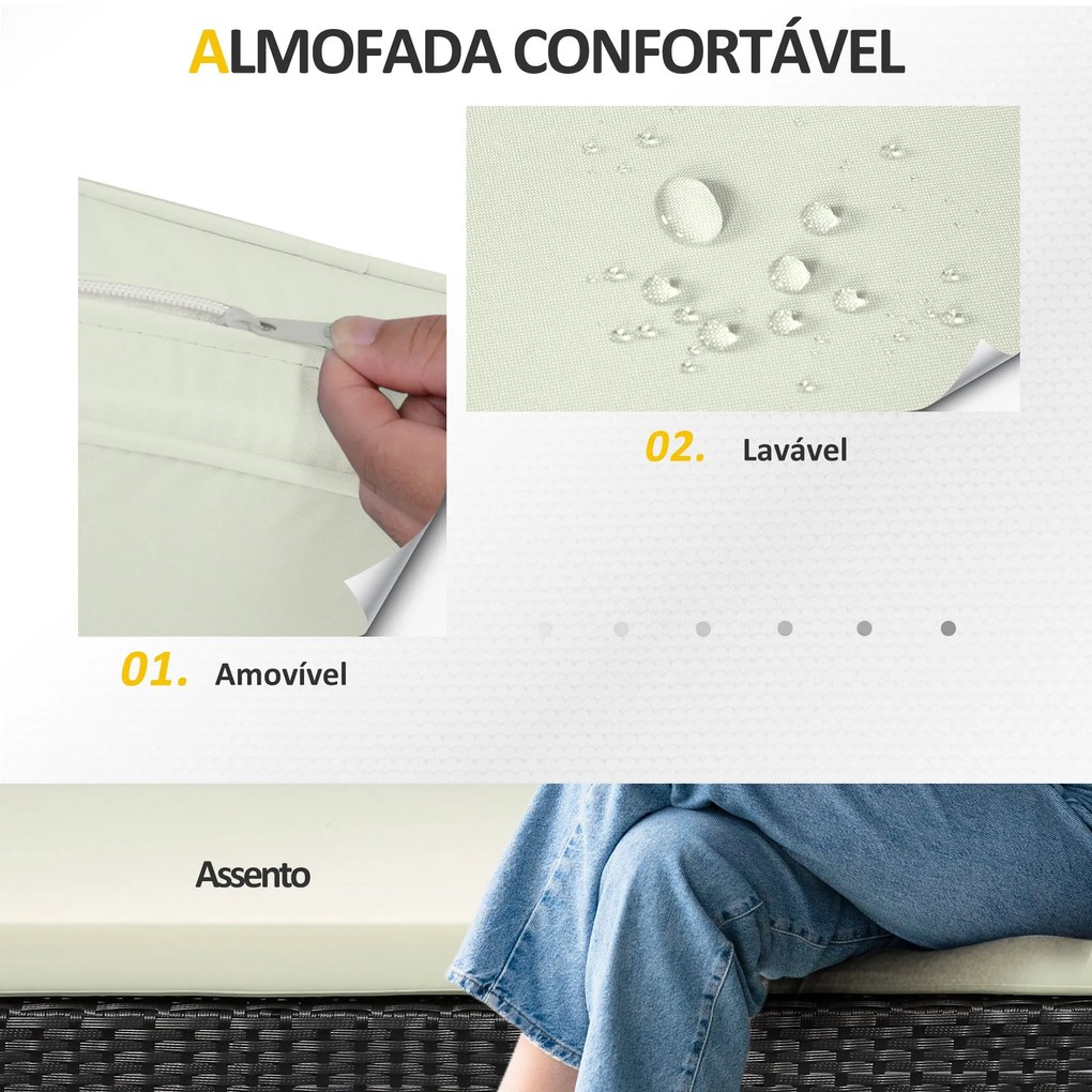 Conjunto de Jardim de Vime Sintético Conjunto de 4 Peças Móveis de Jar