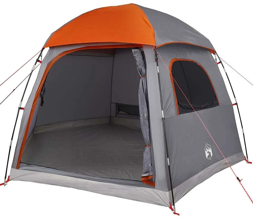 Tenda familiar estilo Igloo 6 pessoas imperm. cinza/laranja