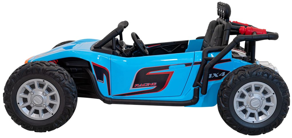Carro elétrico para Crianças 2 Lugares Buggy Racing 5 24V Rodas Espuma EVA, assento couro ecológico Azul