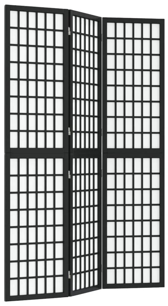 Biombo dobrável com 3 painéis estilo japonês 120x170 cm preto