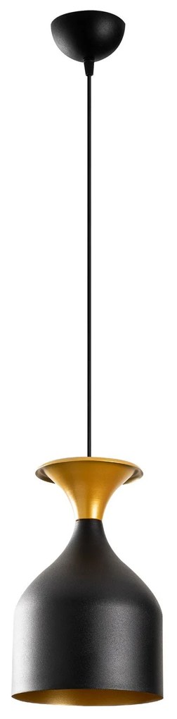 Candeeiro de Teto Sivani – Preto e Dourado – Diâmetro 17 cm, Altura 11