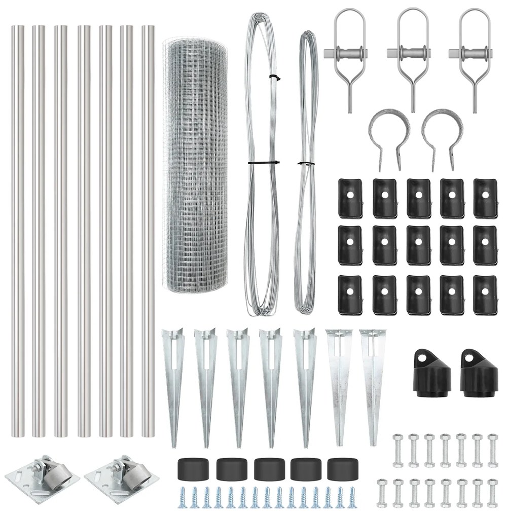 Conjunto de Postes de Cerca Conjunto de 2 Aço Galvanizado 10 x 1 m