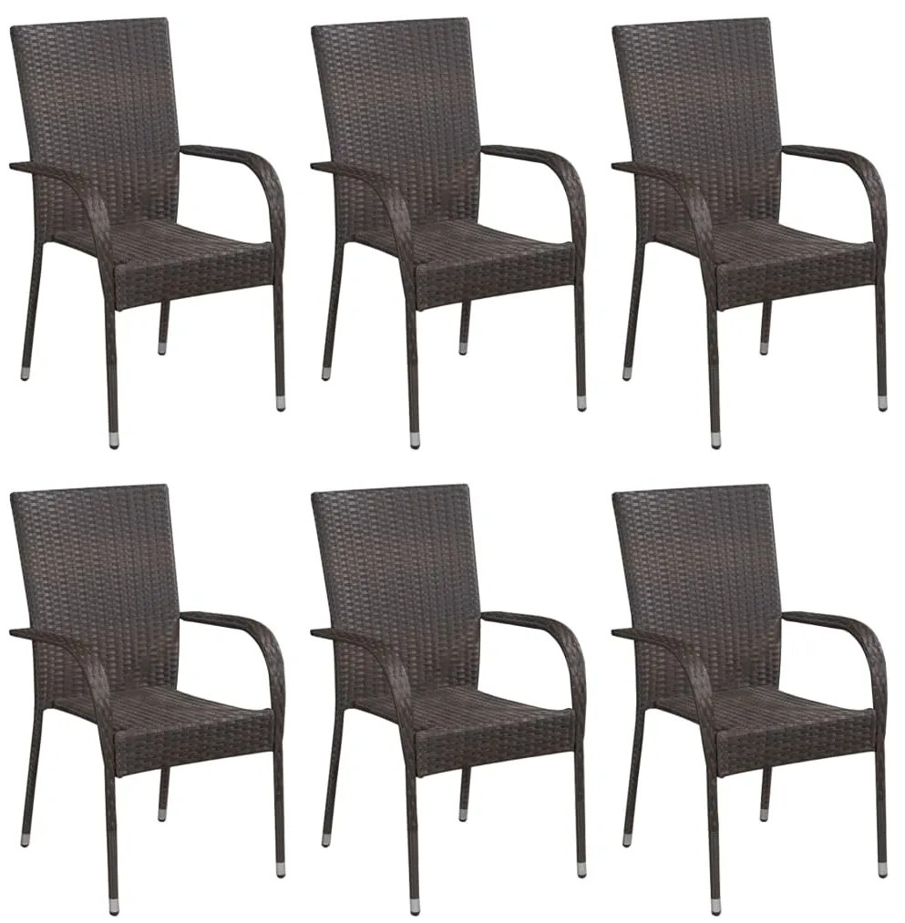 7 pcs conjunto de jantar para jardim castanho