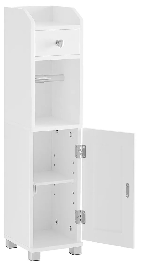 Gabinete de banheiro VASAGLE BBC846P31, prateleira de banheiro com prateleira ajustável, pés à prova d'água, para espaços pequenos, branco