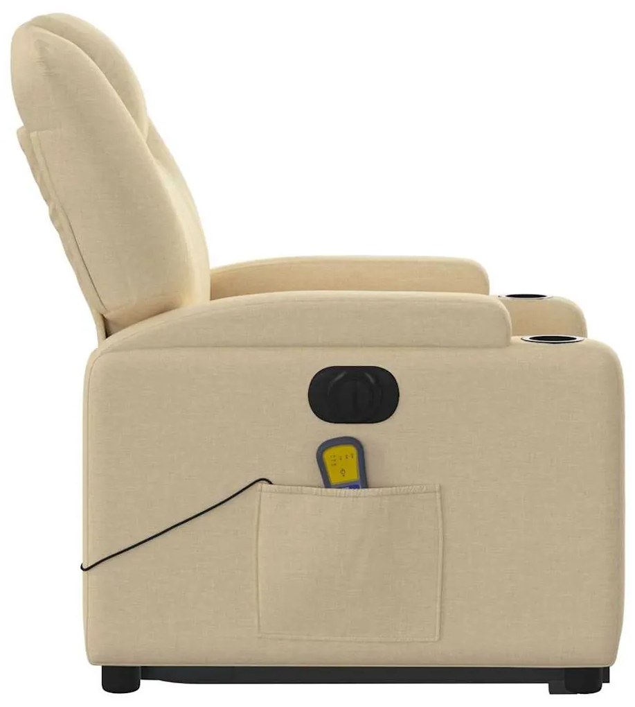 Poltrona elétrica elevatória massagens tecido creme