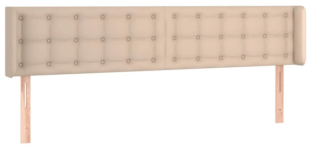 Cabeceira cama LED couro artificial 183x16x78/88 cm cappuccino