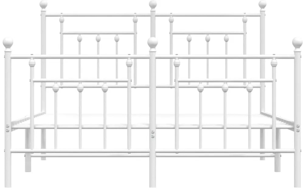 Estrutura de cama com cabeceira e pés 140x200 cm metal branco