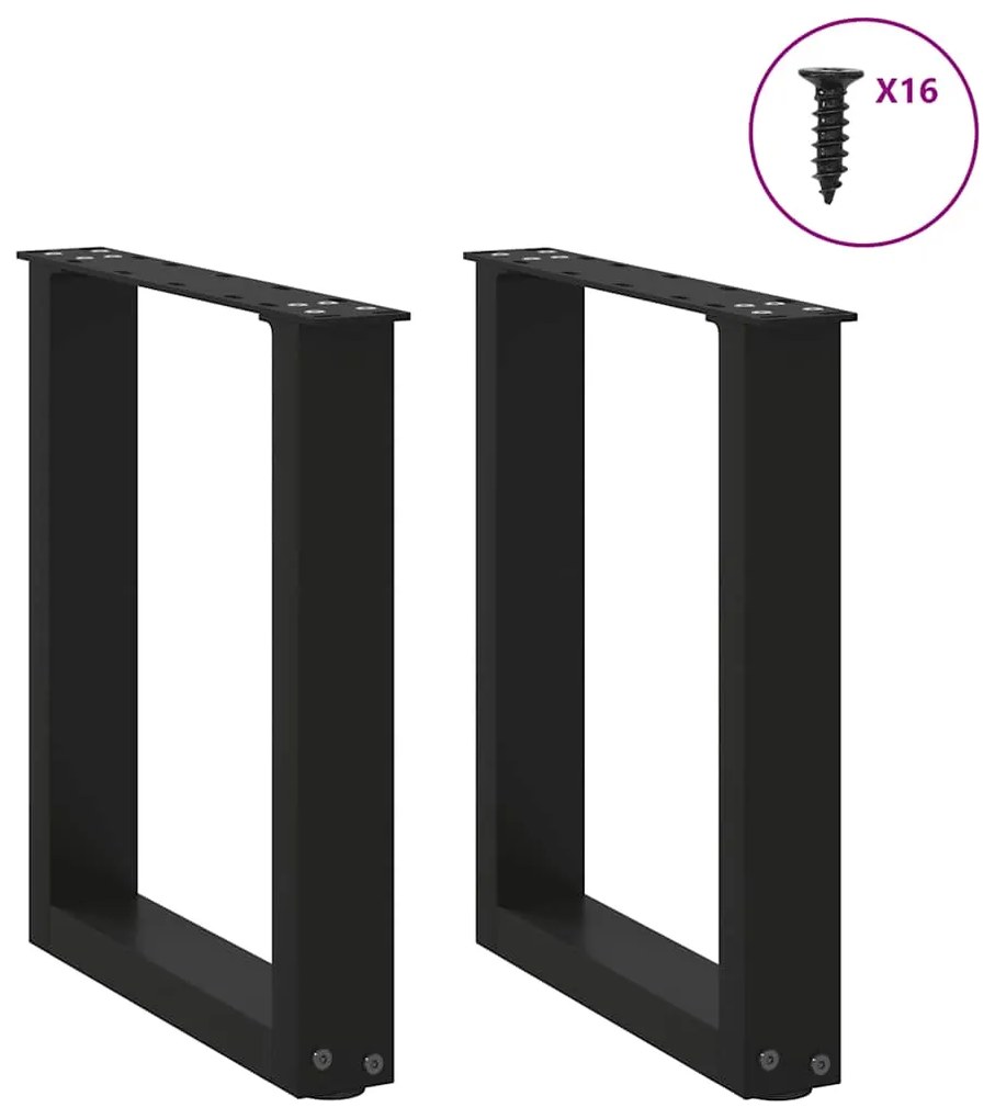Pés para mesa de centro em formato de U, 2 peças, preto, 28x(42-43) cm