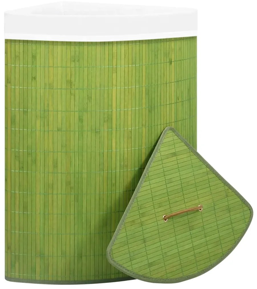 Cesto de canto para roupa suja 60 L bambu verde