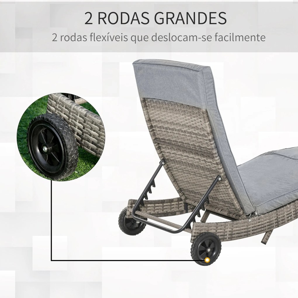 Espreguiçadeira de Vime Reclinável Espreguiçadeira de Jardim com Forma