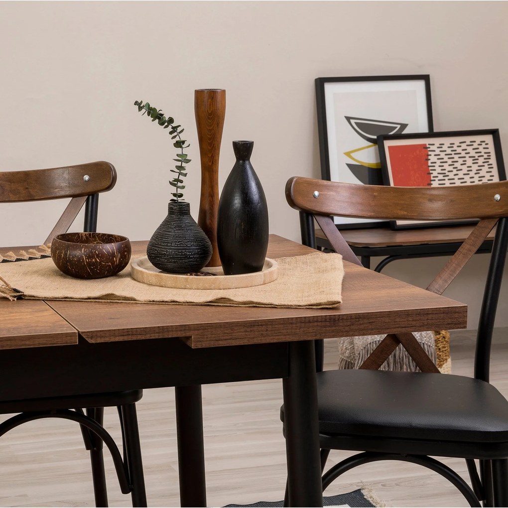 Conjunto de Mesa de Jantar Extensível e Cadeiras Oliver – Preto – Mesa