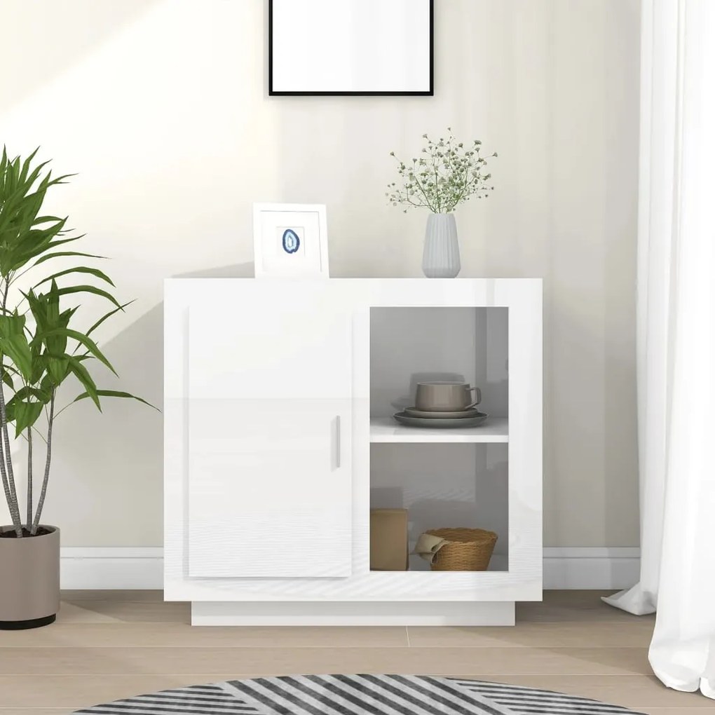 vidaXL Aparador 80x40x75 cm branco brilhante