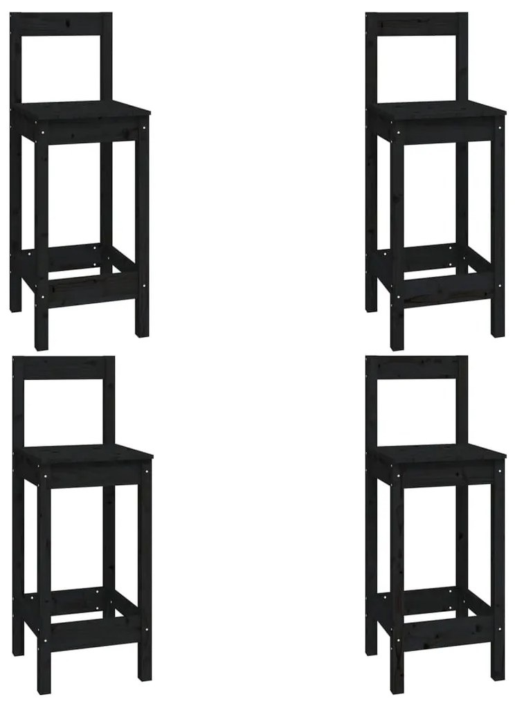 5 pcs conjunto de bar pinho maciço preto