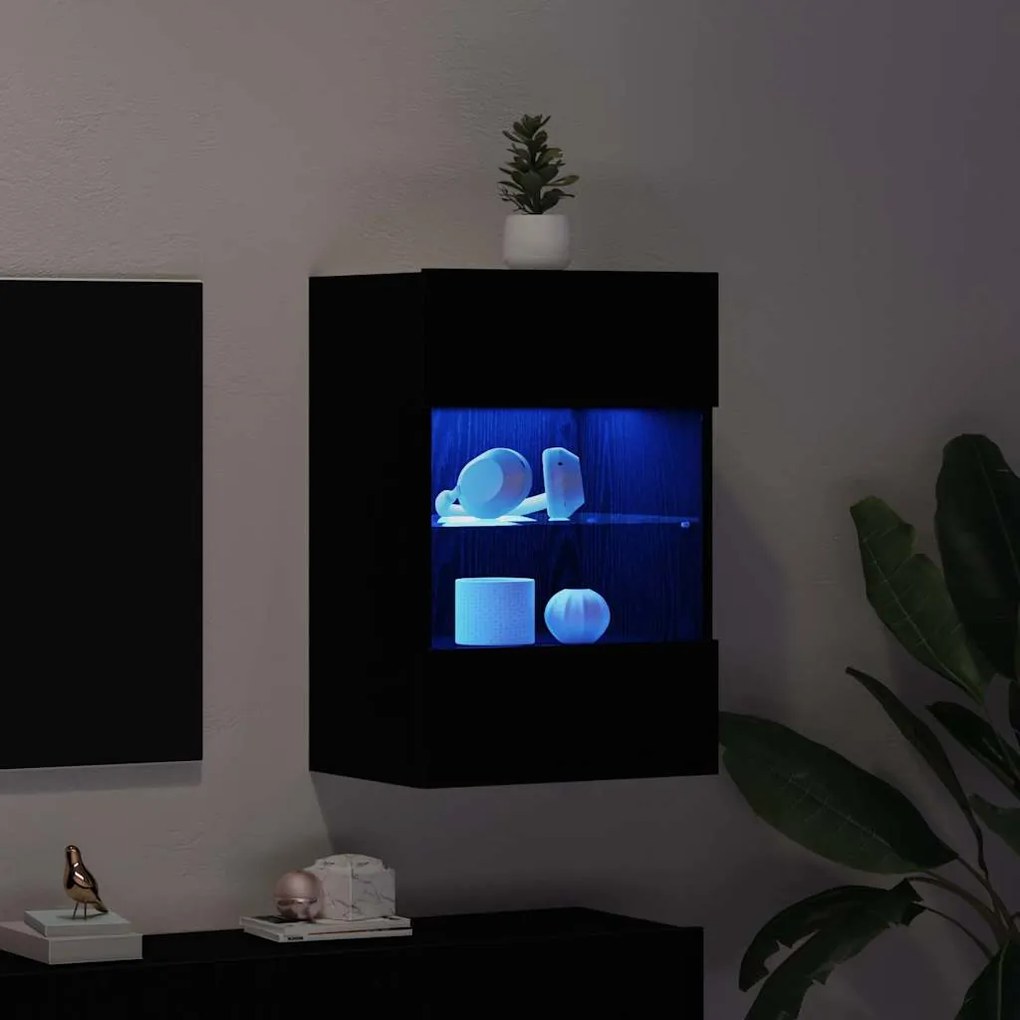 Armário para TV LED vidaXL Preto Carvalho 40x30x60,5cm de Madeira Enge