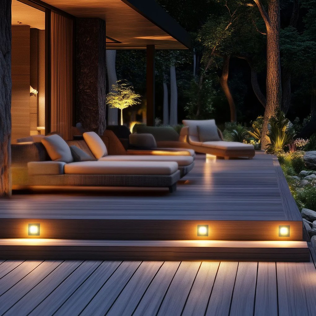 Conjunto de 6 focos embutidos modernos aço incluindo LED - Square 7