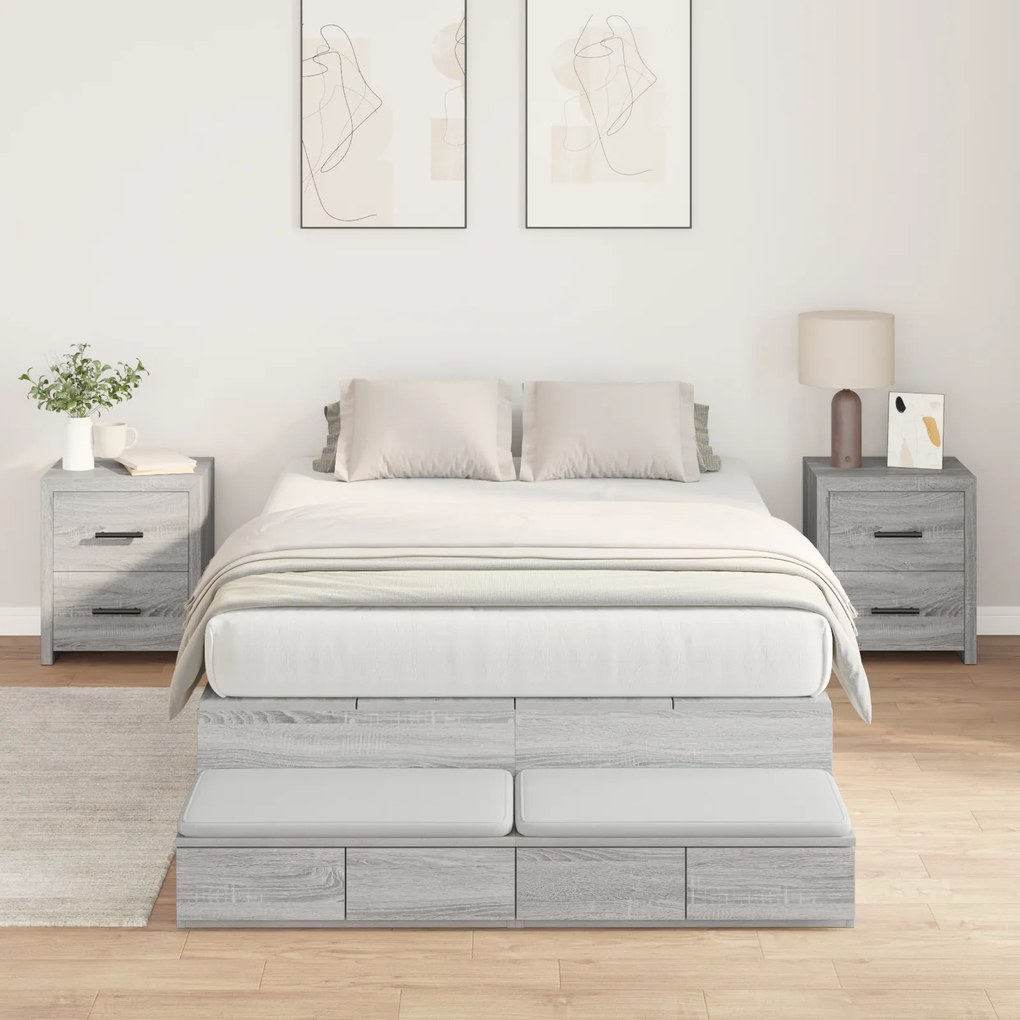 Cama com Arrumação Cinza Sonoma 120x190 cm