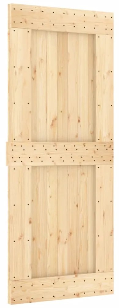 Porta de correr com ferragens 85x210 cm madeira de pinho maciça