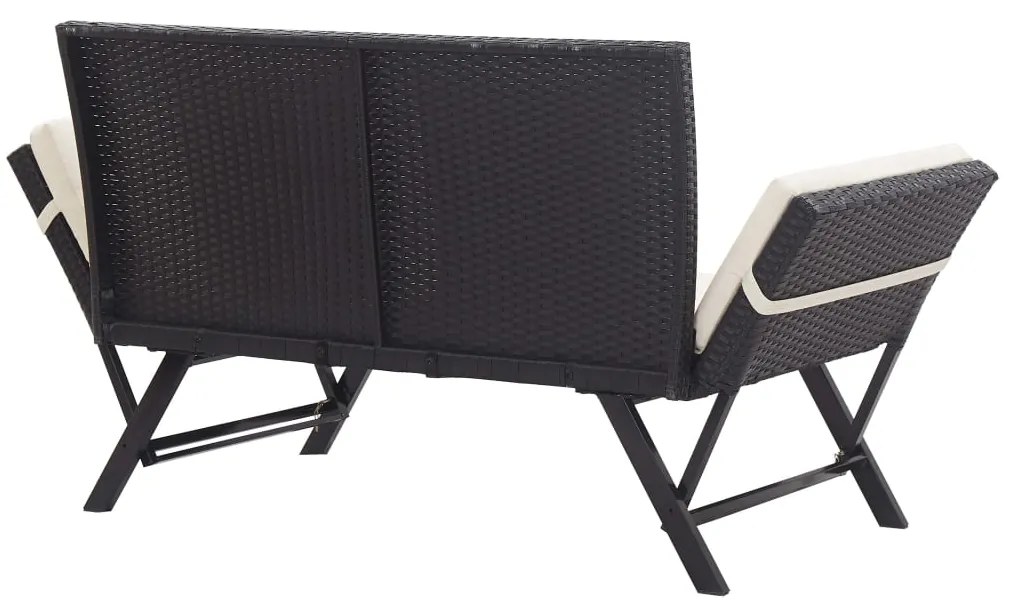 Banco de jardim c/ almofadões 176 cm vime PE preto