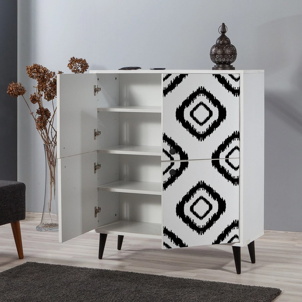 Armário Multiuso Multilux – Branco/Preto – 95x111x36 cm