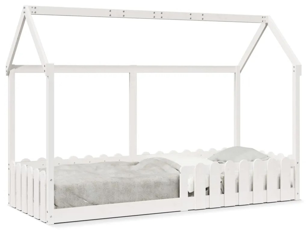 Cama infantil formato casa 80x200 cm pinho maciço branco