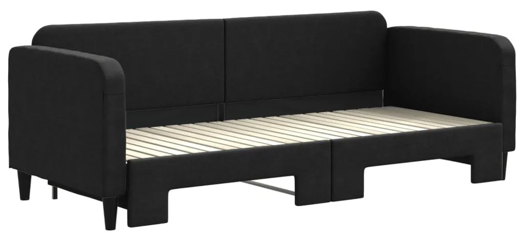Sofá-cama com gavetão 80x200 cm tecido preto