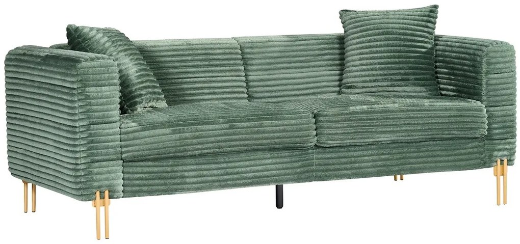 Sofá LARIOS, 3 lugares, 208 x 84 x 71 cm tecido corduroy verde light