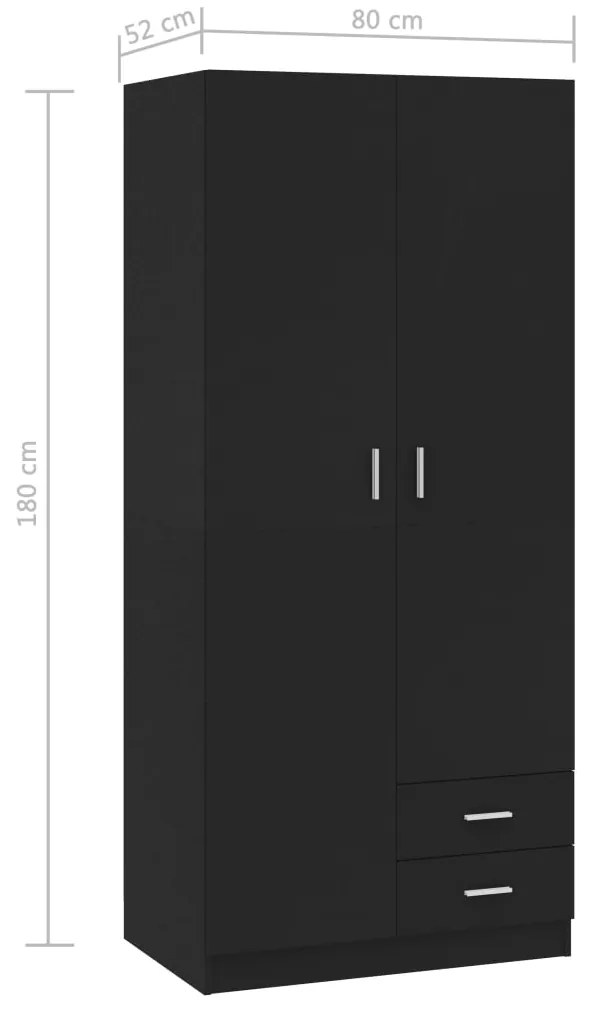 Roupeiro 80x52x180 cm derivados de madeira preto