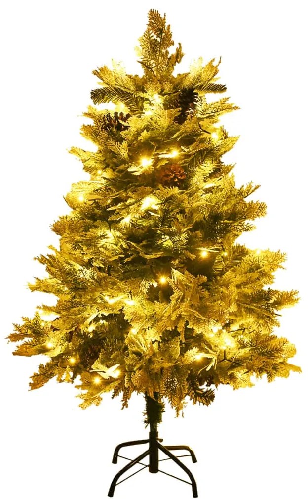 Árvore de Natal com pinhas pré-iluminada 120 cm PVC e PE verde