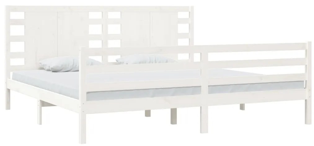 Estrutura de cama 200x200 cm madeira de pinho maciça branco