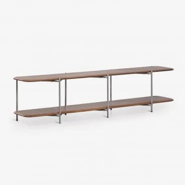 Móvel Tv 180x40 Cm Em Madeira De Manga E Aço Inoxidável Vimara Madeira De Cabo Escuro - Sklum