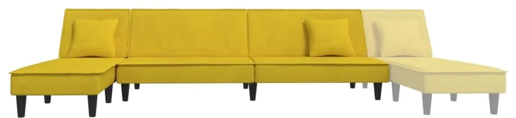 Sofá-cama em forma de L 255x140x70 cm veludo amarelo