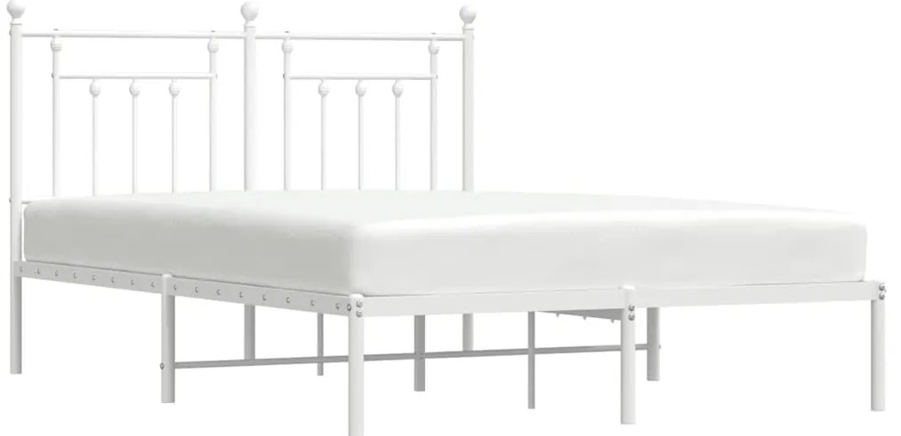 Estrutura de cama com cabeceira 150x200 cm metal branco