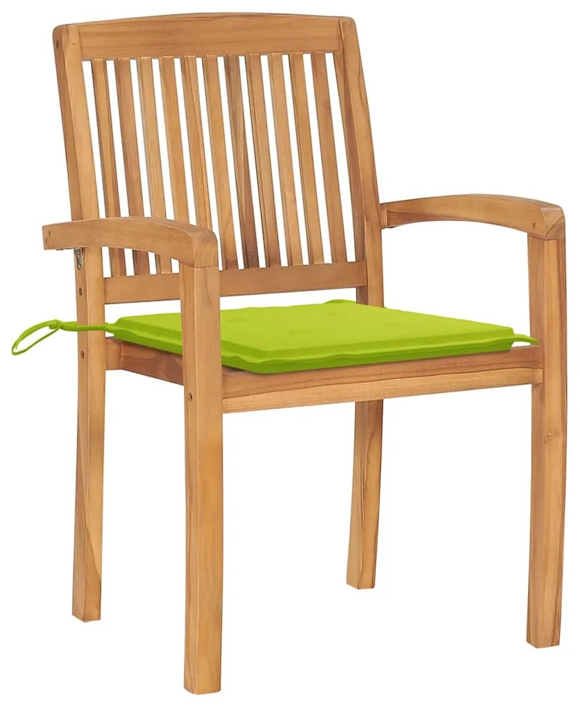 Cadeiras jardim c/ almofadões verde brilhante 2 pcs teca maciça