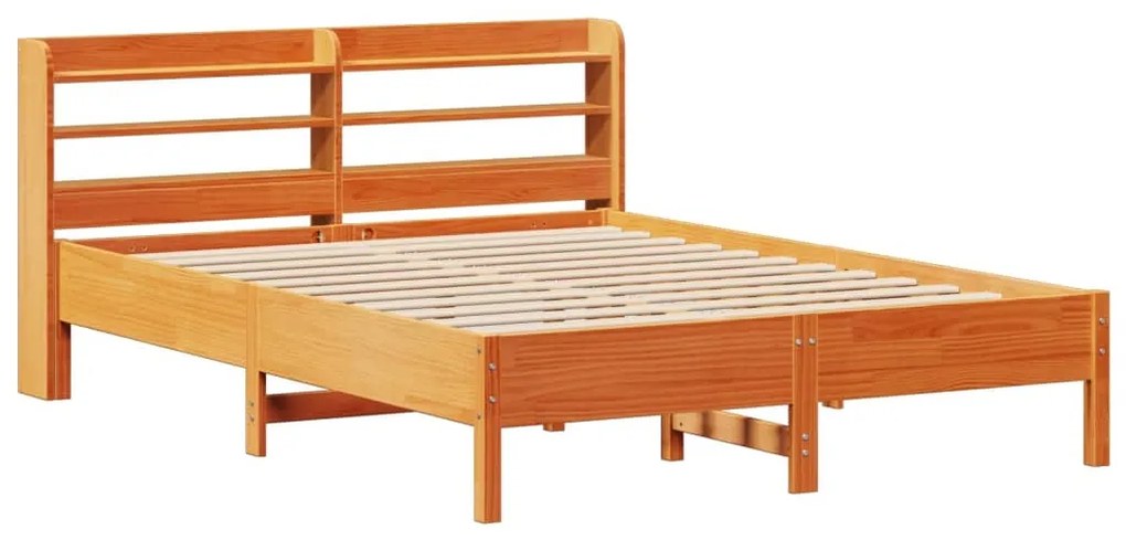 Cama sem colchão 140x190 cm pinho maciço castanho-mel