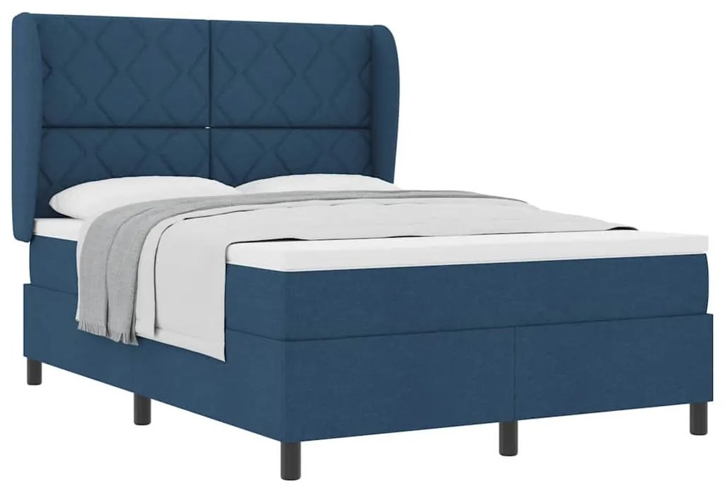 Cama Box com Colchão - Azul, 140x190 cm, Tecido
