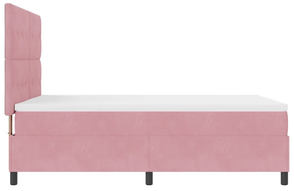 Cama Box com Colchão vidaXL Rosa 160x200 cm Veludo