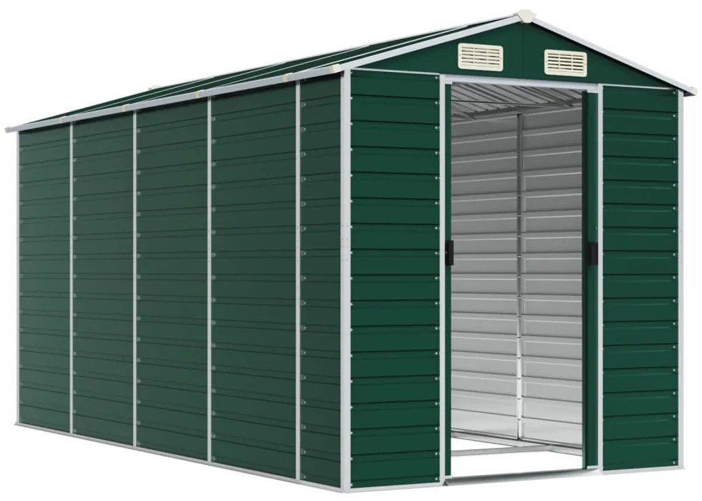 Abrigo de jardim 191x385x198 cm aço galvanizado verde