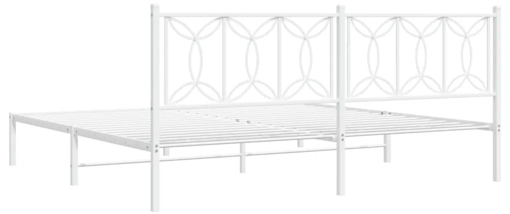 Estrutura de cama com cabeceira 200x200 cm metal branco